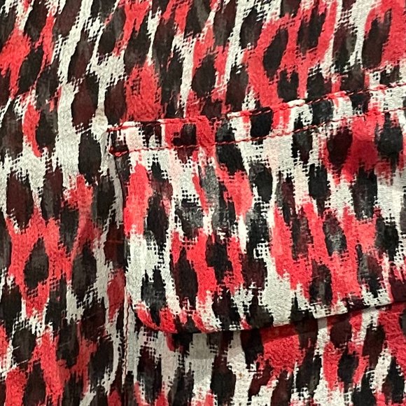Equipment Femme Silk Blouse with Black, Red, White Print, Large - Picture 5 of 8